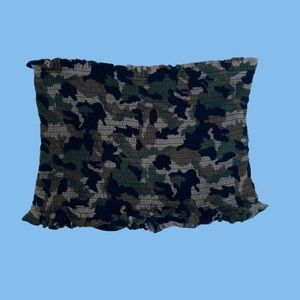 🌟Camo Print Brown/Green Lettuce/Ruffle Tube Top